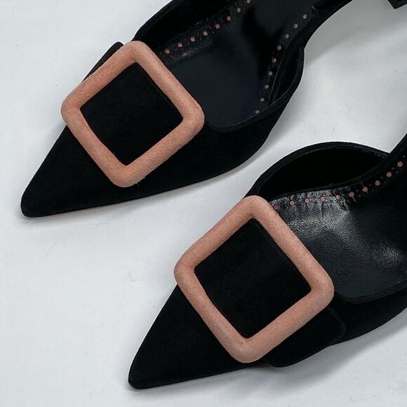 Manolo Blahnik Maysli Suede Buckle Slingback Pumps size 39.5 - Picture 5 of 13